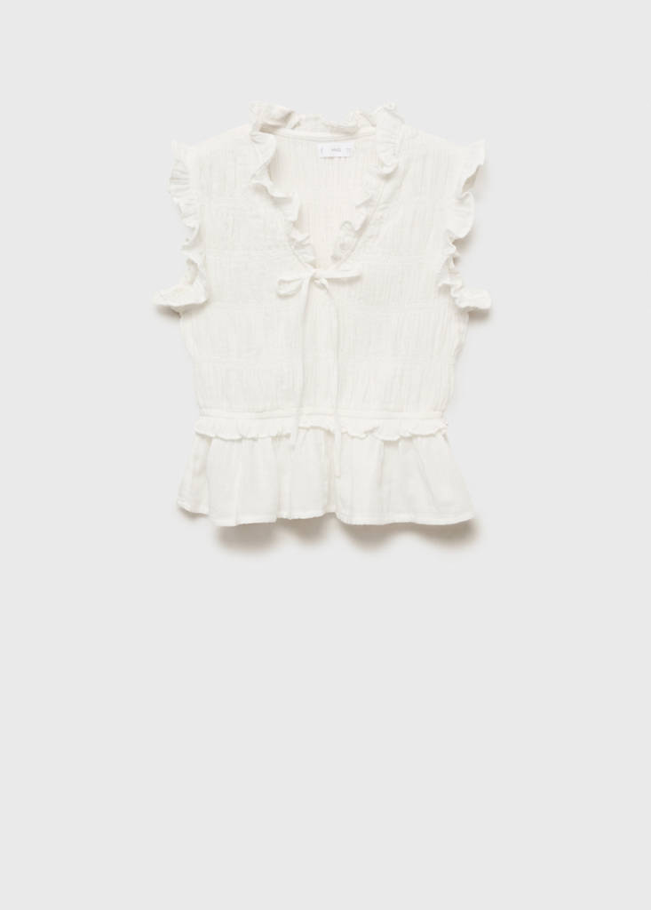 Ruffled gathered blouse — Off White
