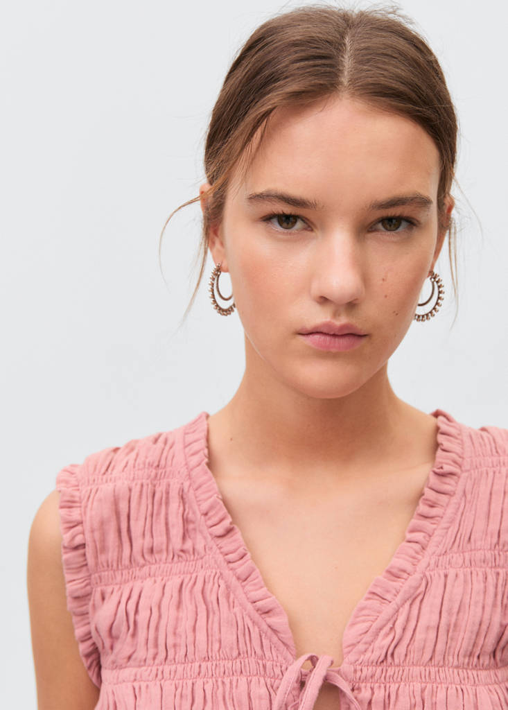 Ruffled gathered blouse — Pale Pink