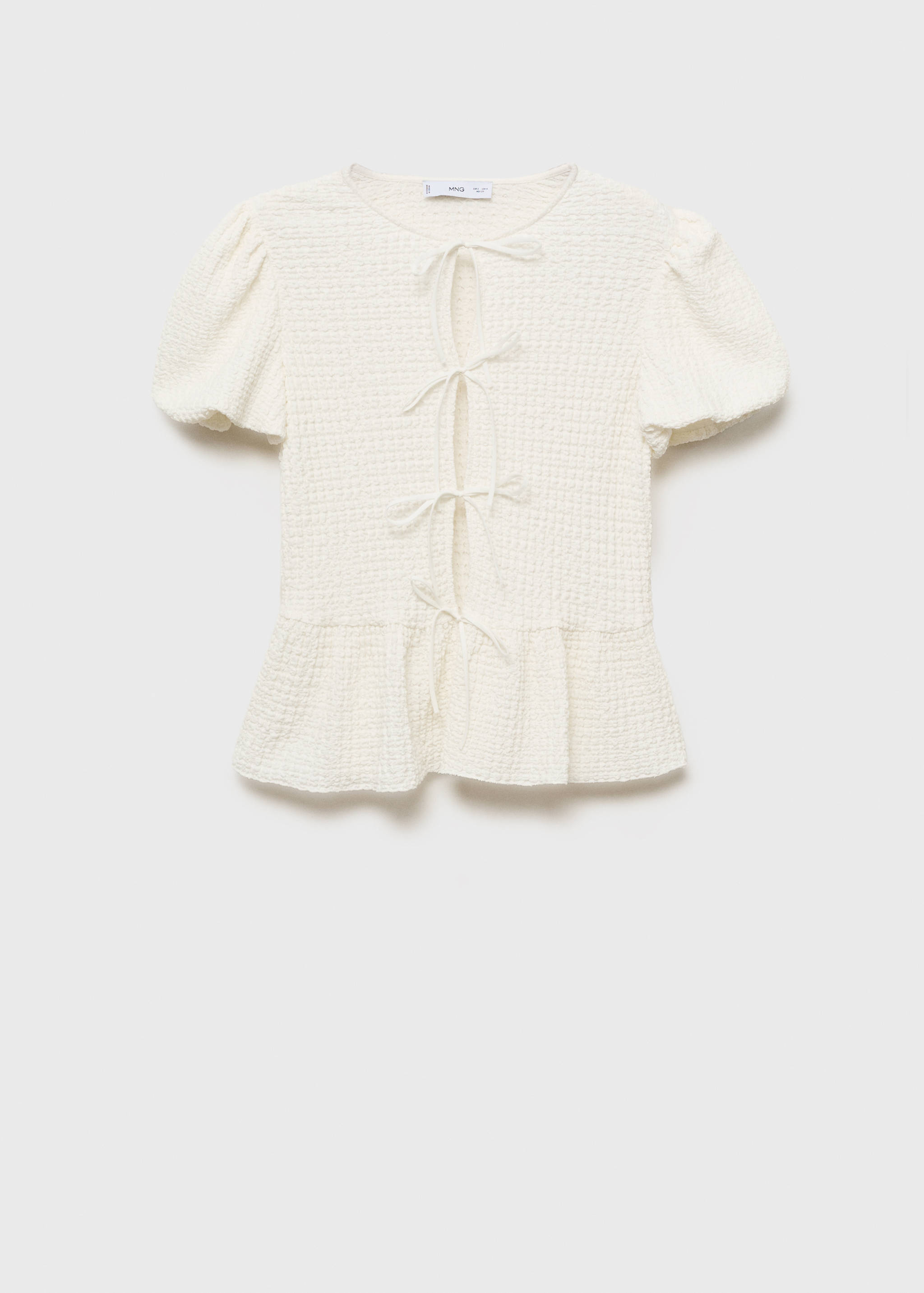 Μπλούζα με ανάγλυφη υφή και κλείσιμο με φιόγκους - Προϊόν χωρίς μοντέλο