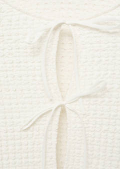 Textured blouse with bow closure — Ecru 7