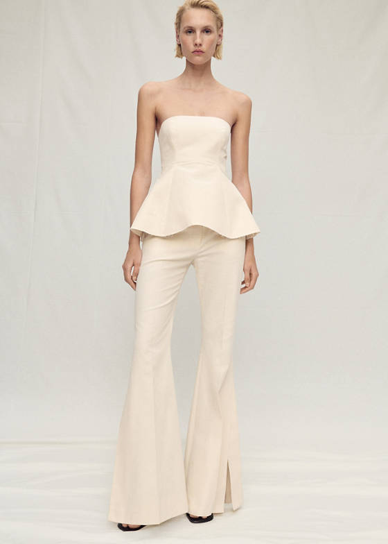 Straplez peplum bluz