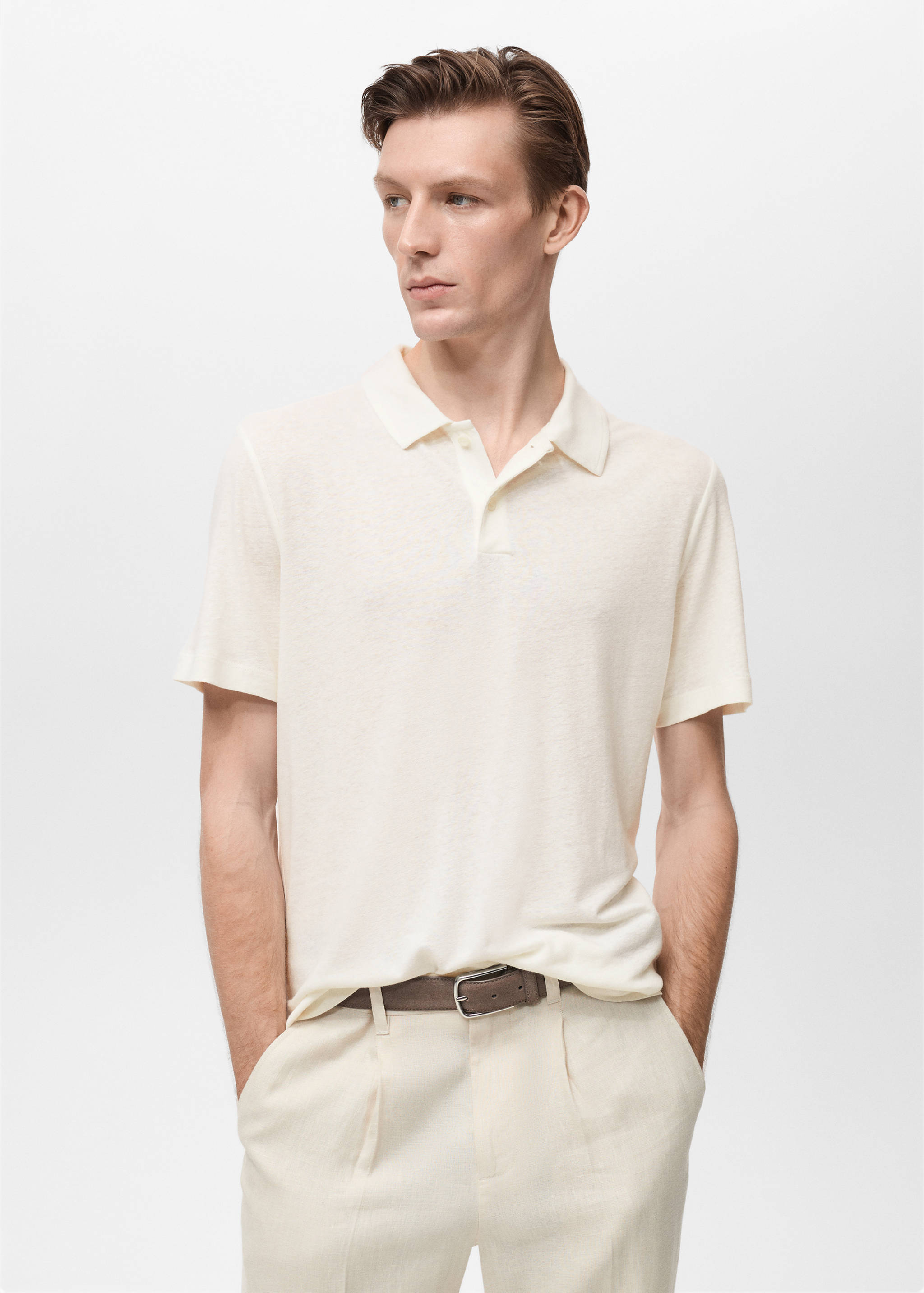 Polo lino slim fit - Plano medio