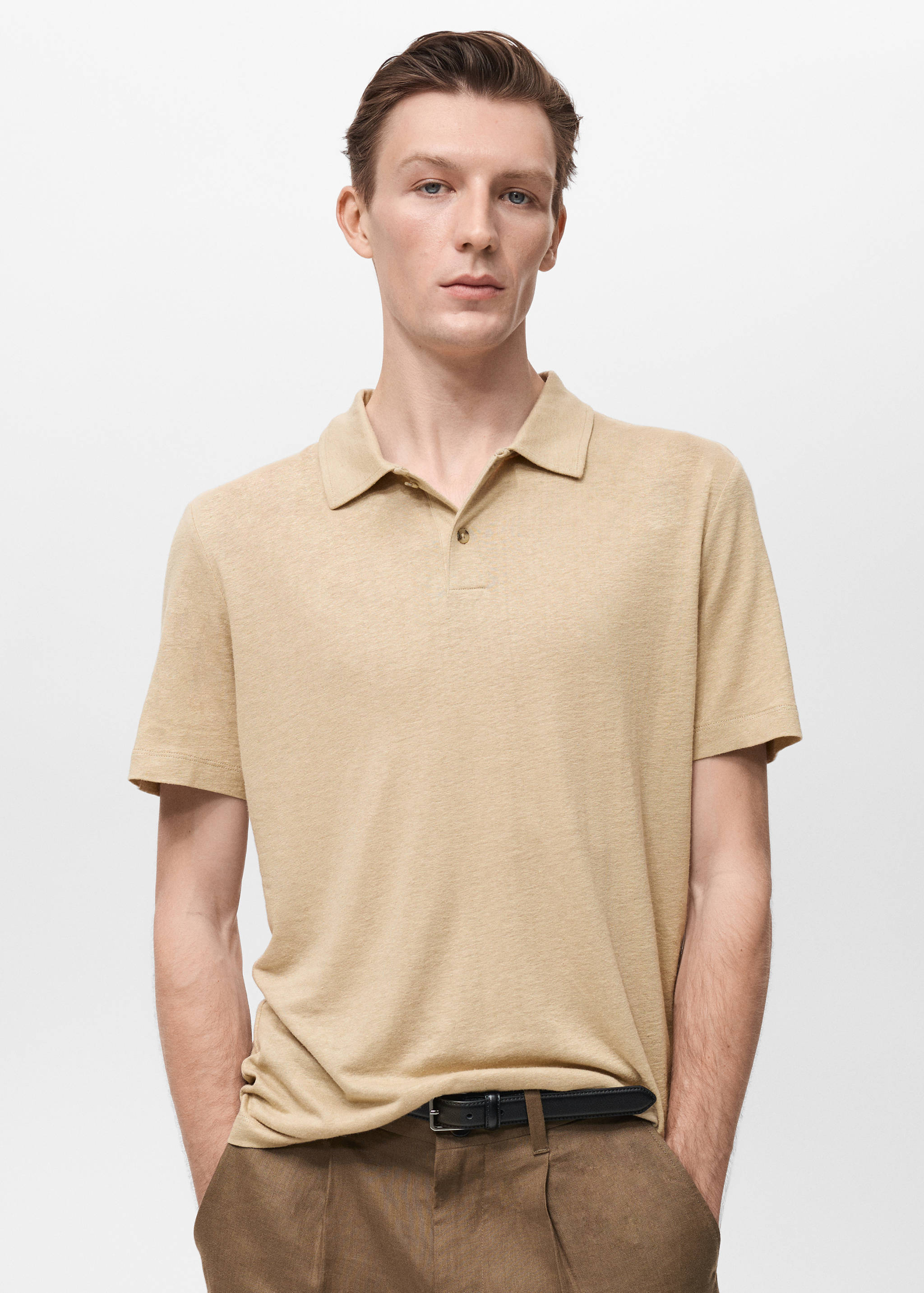 Polo lin slim-fit - Plan moyen