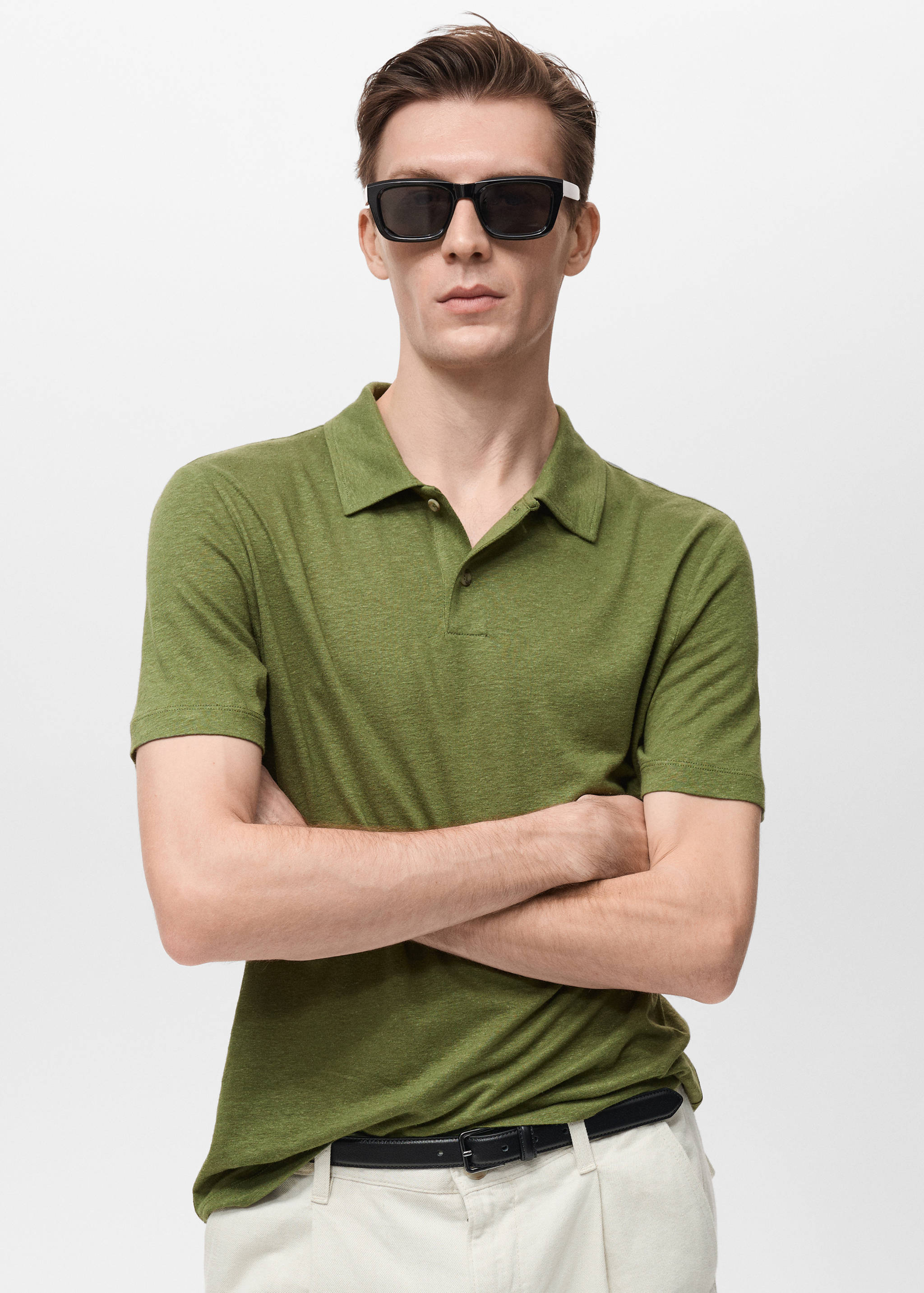 Polo lin slim-fit - Plan moyen