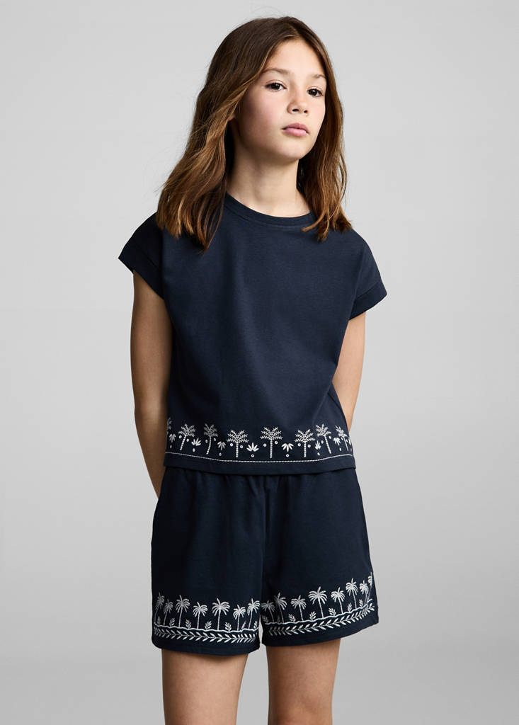 Shorts with embroidered detail — Dark Navy