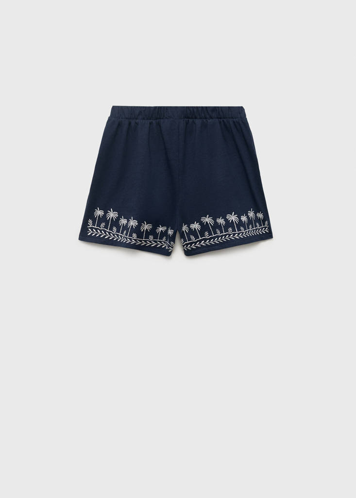 Shorts with embroidered detail — Dark Navy