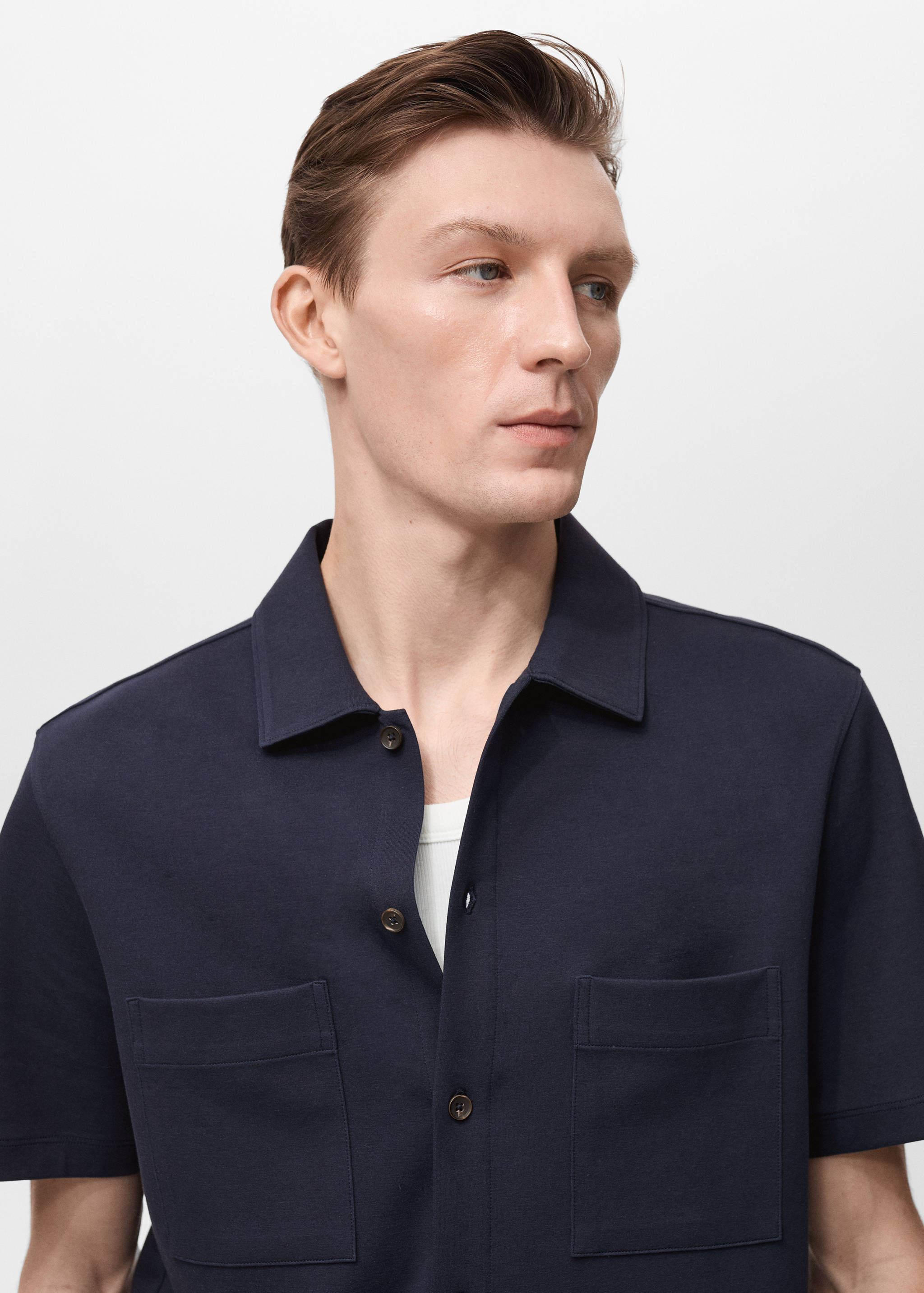 Chest-pocket cotton shirt - Details of the article 1