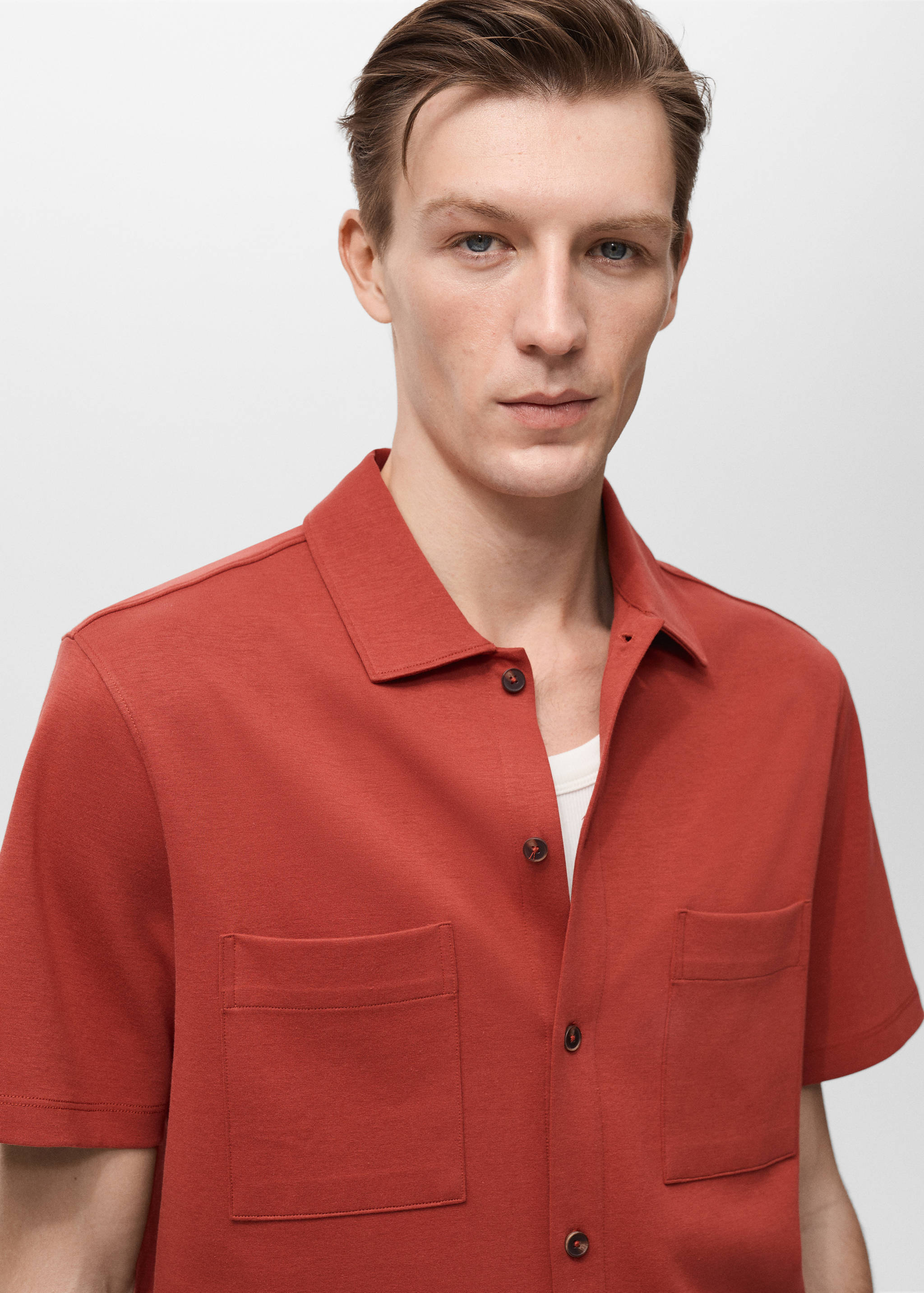 Chest-pocket cotton shirt - Details of the article 1