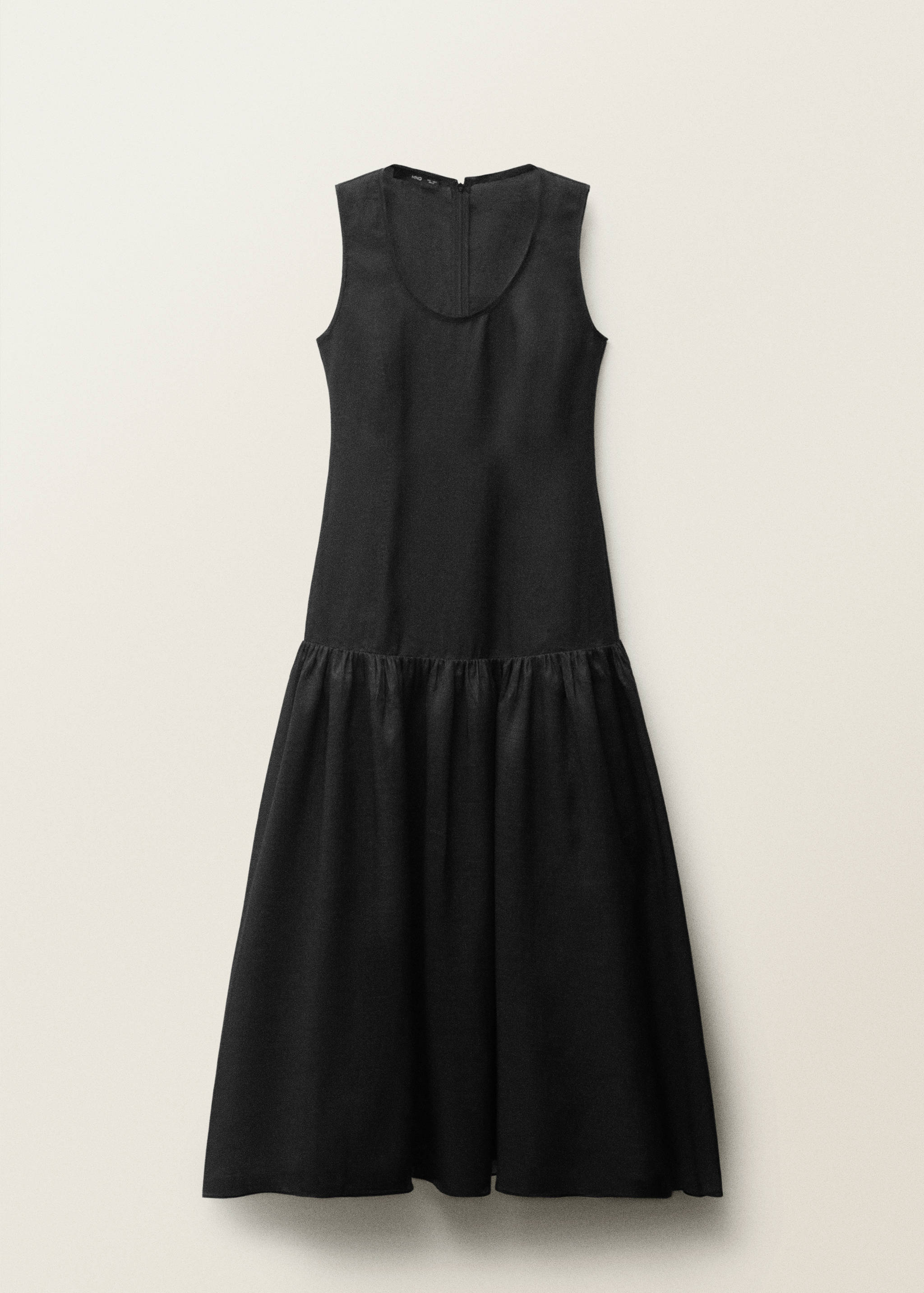 Λινό μακρύ φόρεμα με φάσα με σούρα - Προϊόν χωρίς μοντέλο