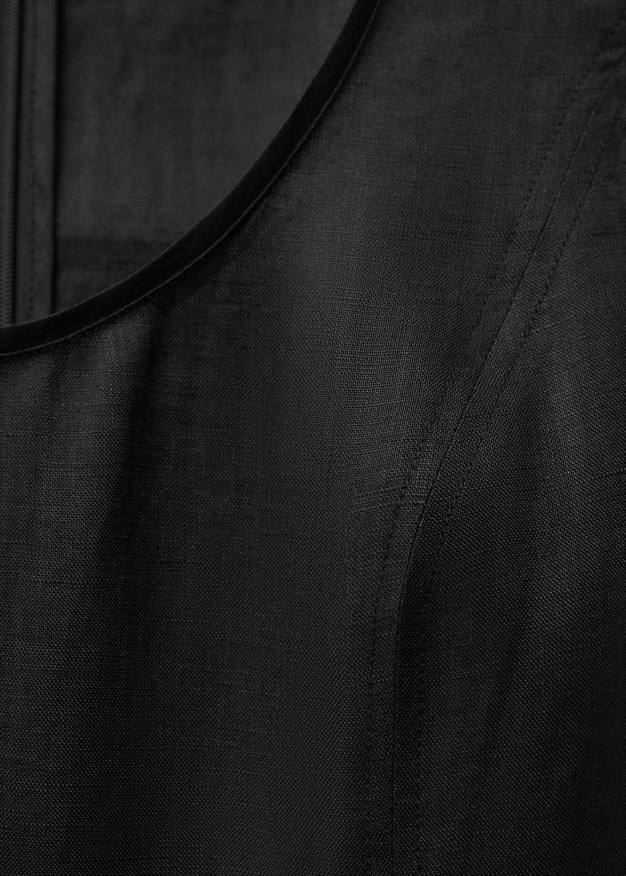 Λινό μακρύ φόρεμα με φάσα με σούρα - Λεπτομέρεια του προϊόντος 0