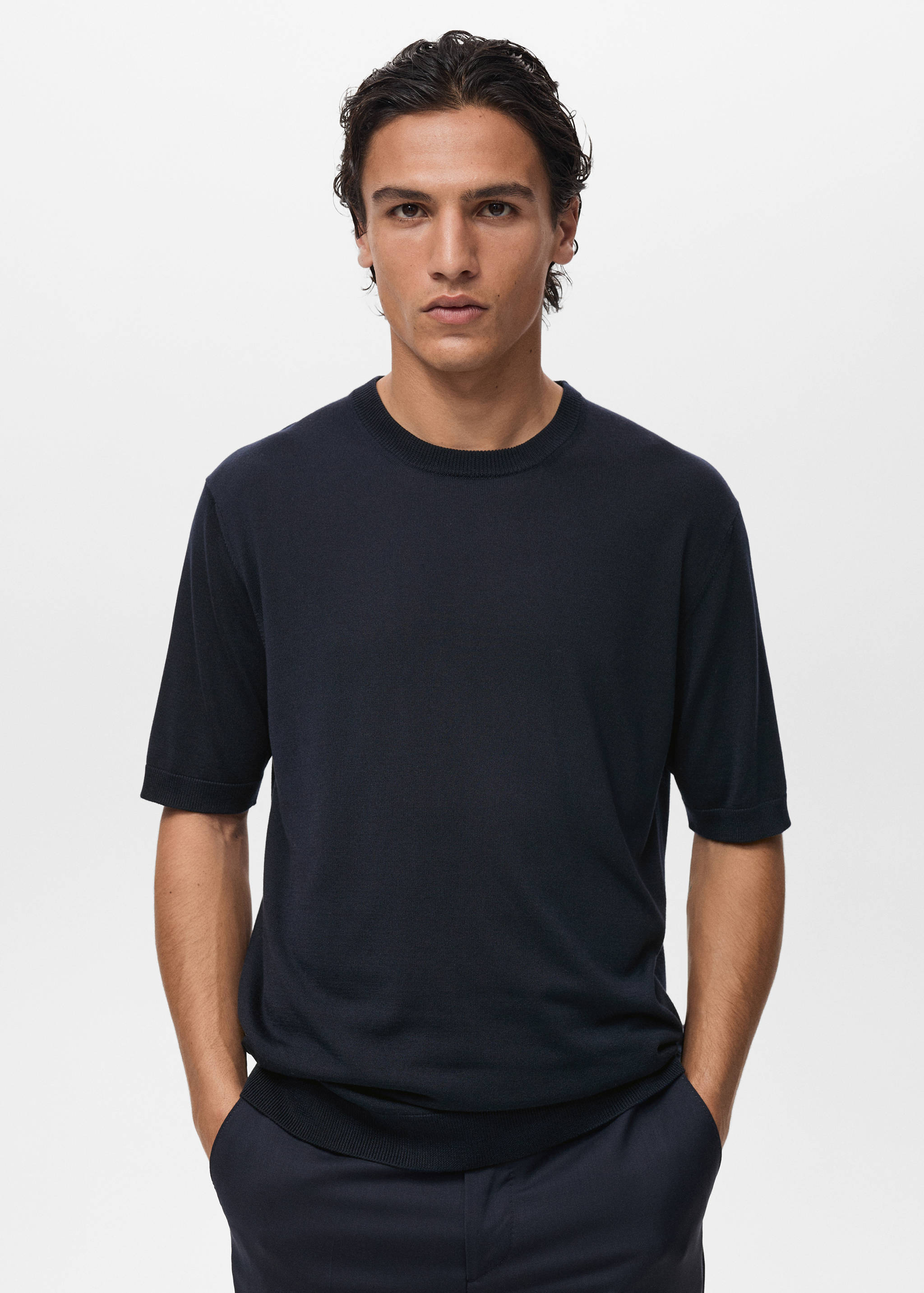 Fine-knit lyocell t-shirt - Medium plane