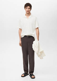 Textured cotton relaxed-fit polo shirt — Ecru 2