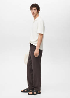 Textured cotton relaxed-fit polo shirt — Ecru 5