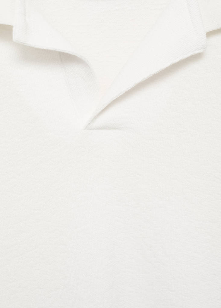 Textured cotton relaxed-fit polo shirt — Ecru