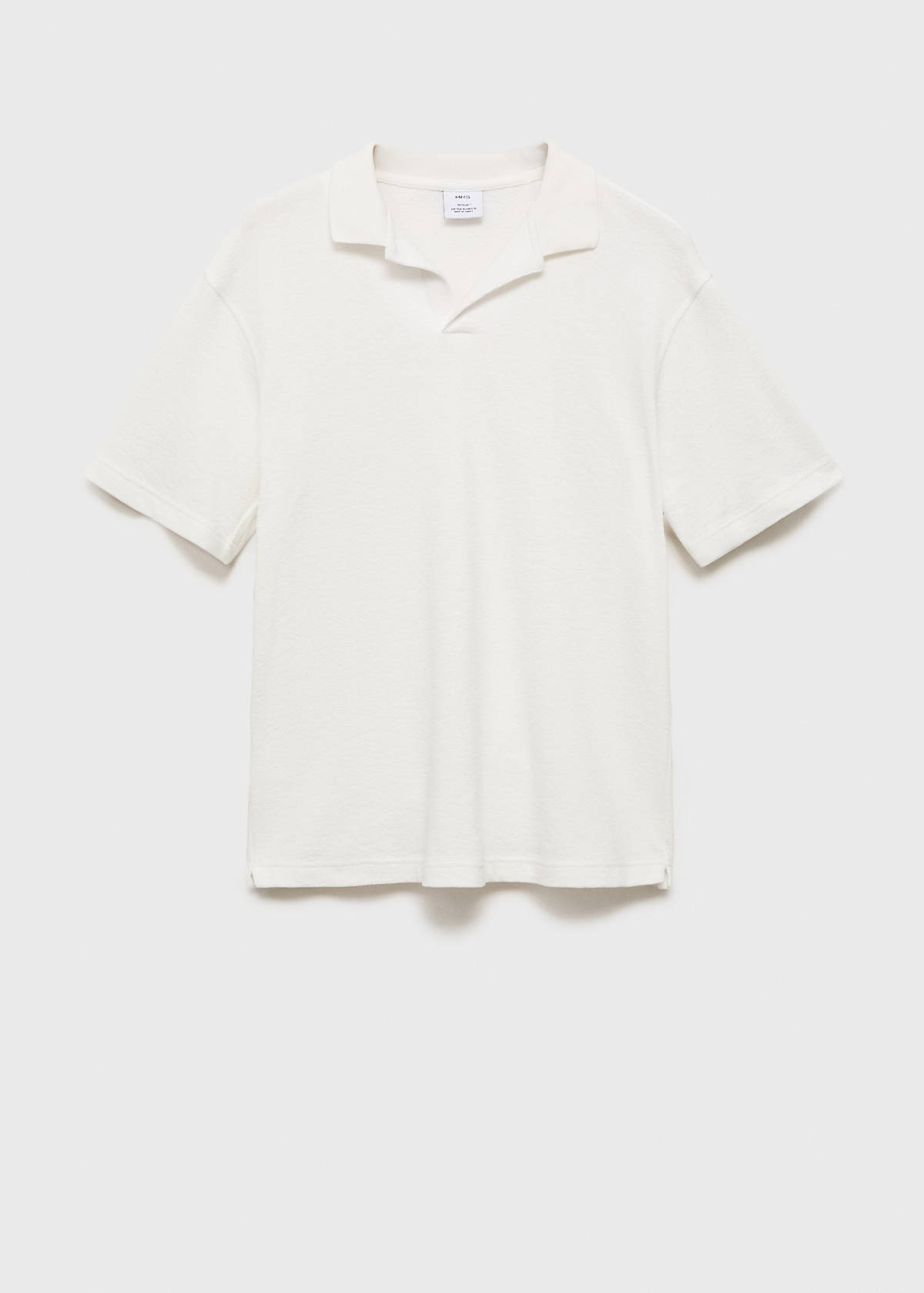 Textured cotton relaxed-fit polo shirt — Ecru