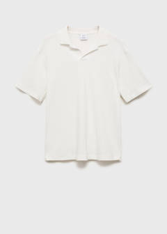 Textured cotton relaxed-fit polo shirt — Ecru 6