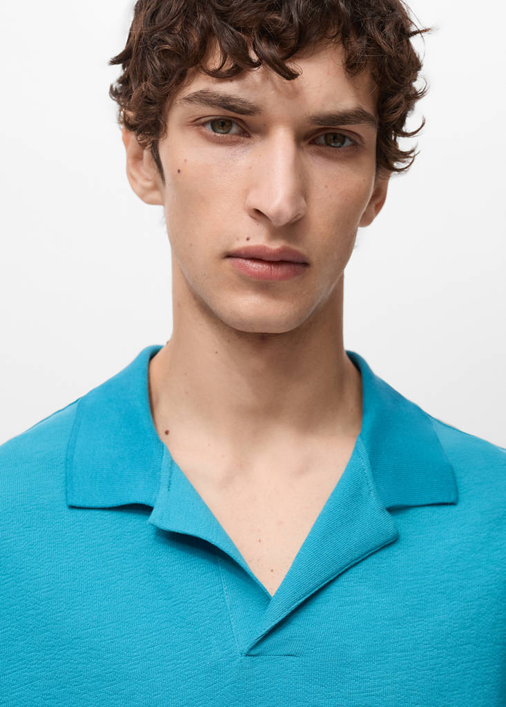 Textured cotton relaxed-fit polo shirt — Turquoise