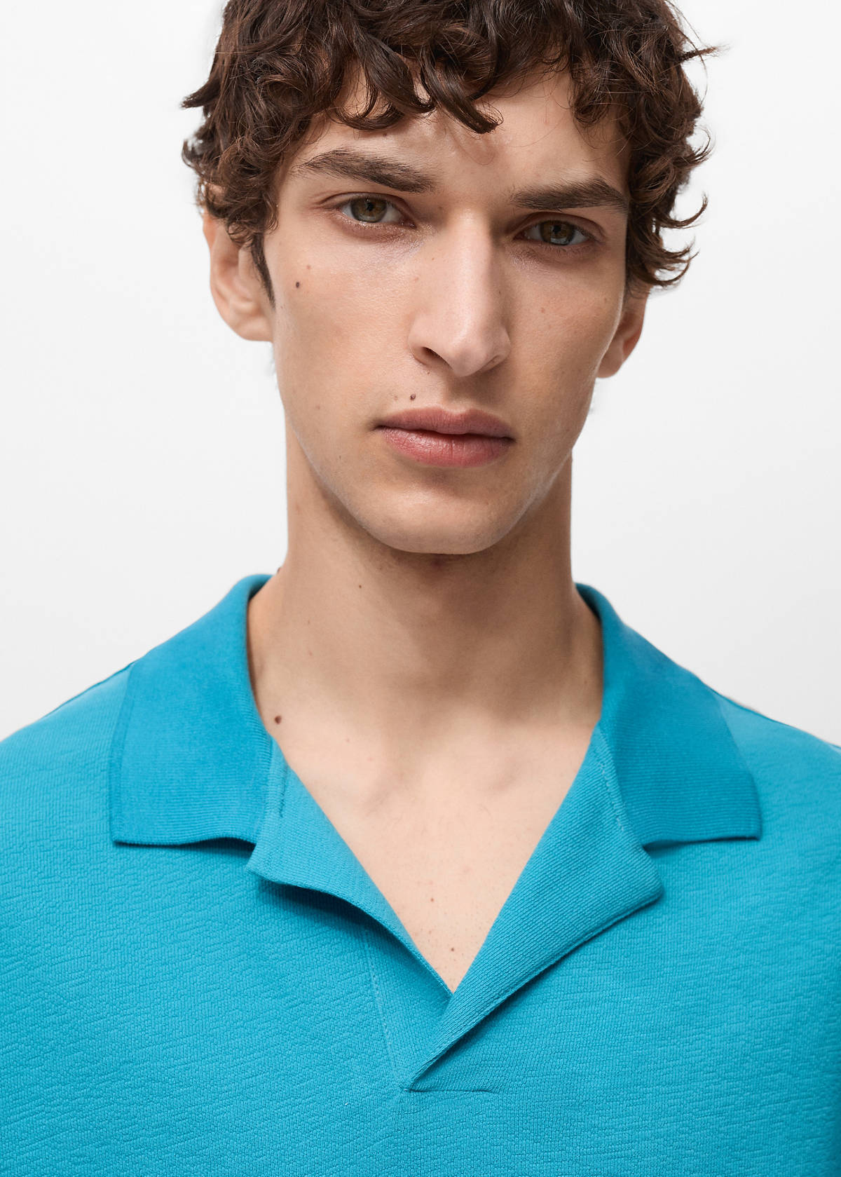 Textured cotton relaxed-fit polo shirt — Turquoise