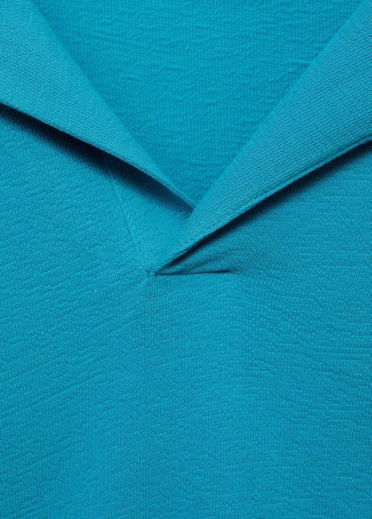 Textured cotton relaxed-fit polo shirt — Turquoise