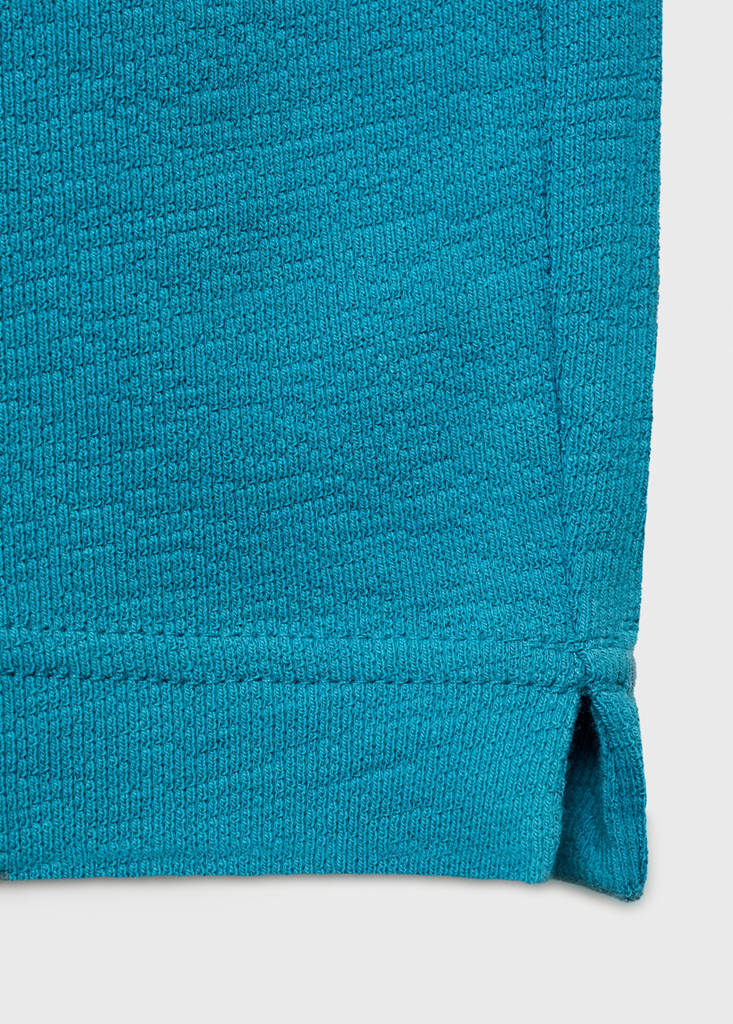 Textured cotton relaxed-fit polo shirt — Turquoise