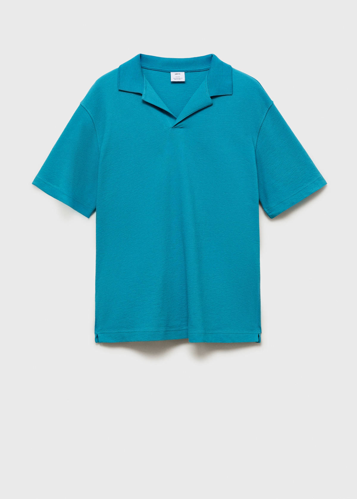Textured cotton relaxed-fit polo shirt — Turquoise