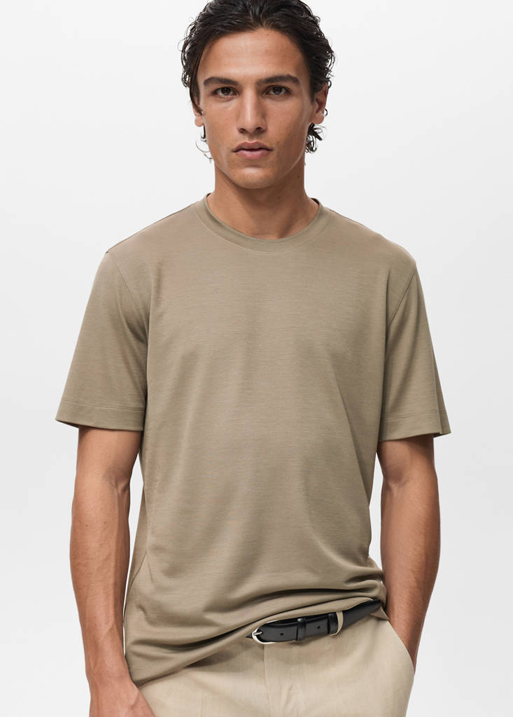 Short-sleeved lyocell t-shirt — Mink Grey