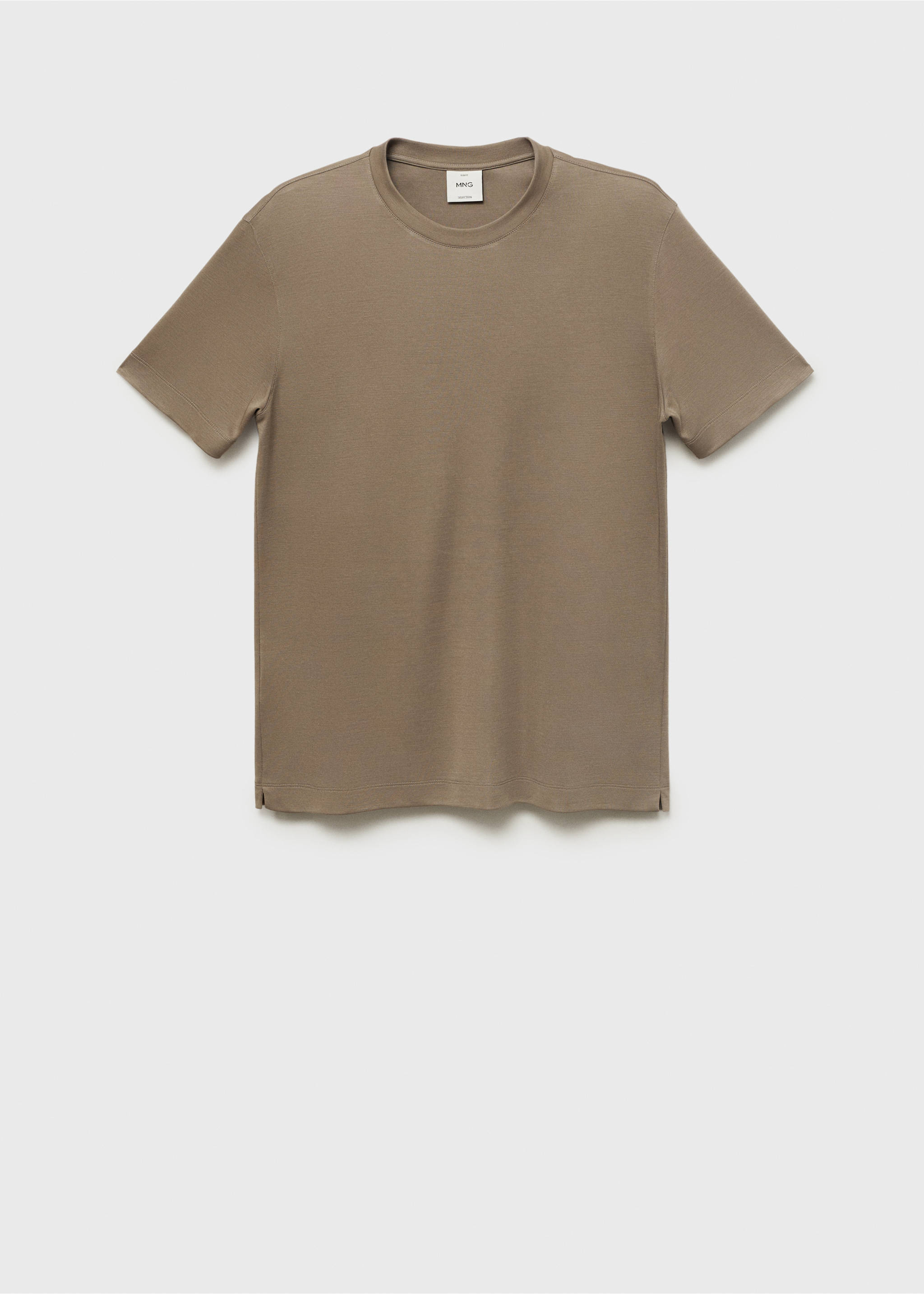 Camiseta de cuello redondo en color topo de manga corta., Gris visón. Ref: 87087907-00.