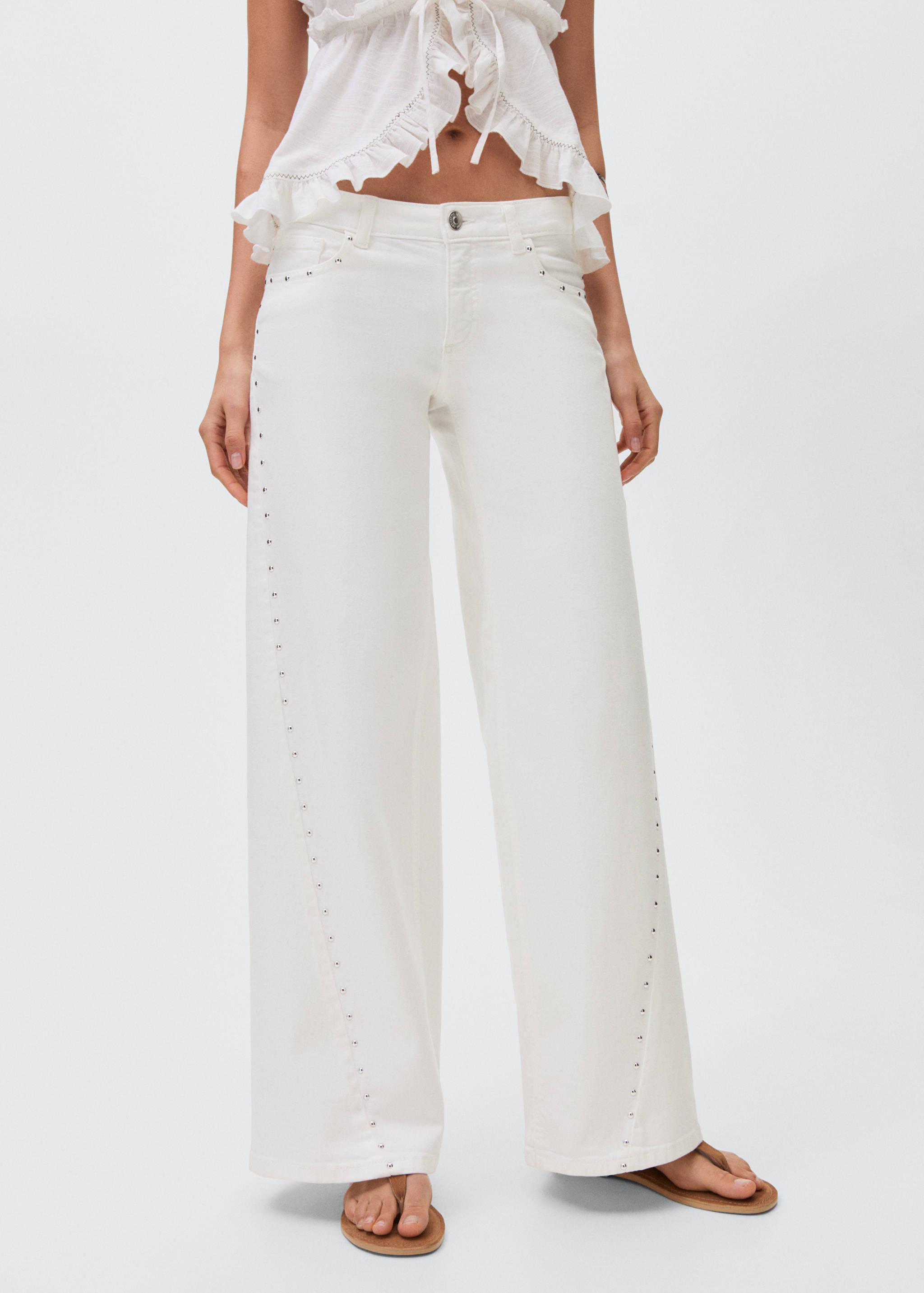 Calças de ganga de cintura baixa com tachas - Pormenor do artigo 6