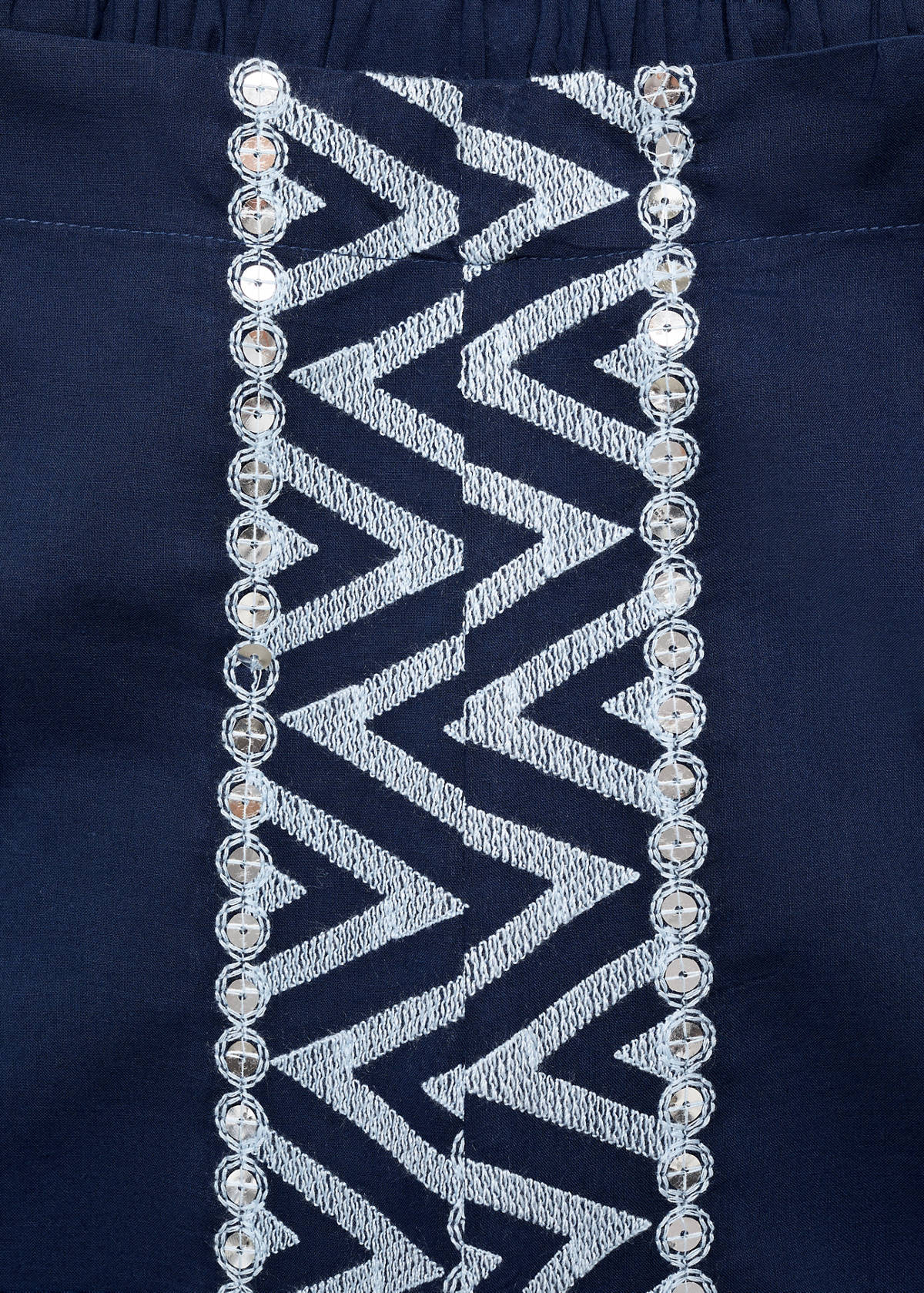 Embroidered straight-fit trousers — Navy