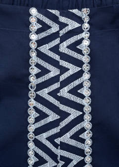 Embroidered straight-fit trousers — Navy 7