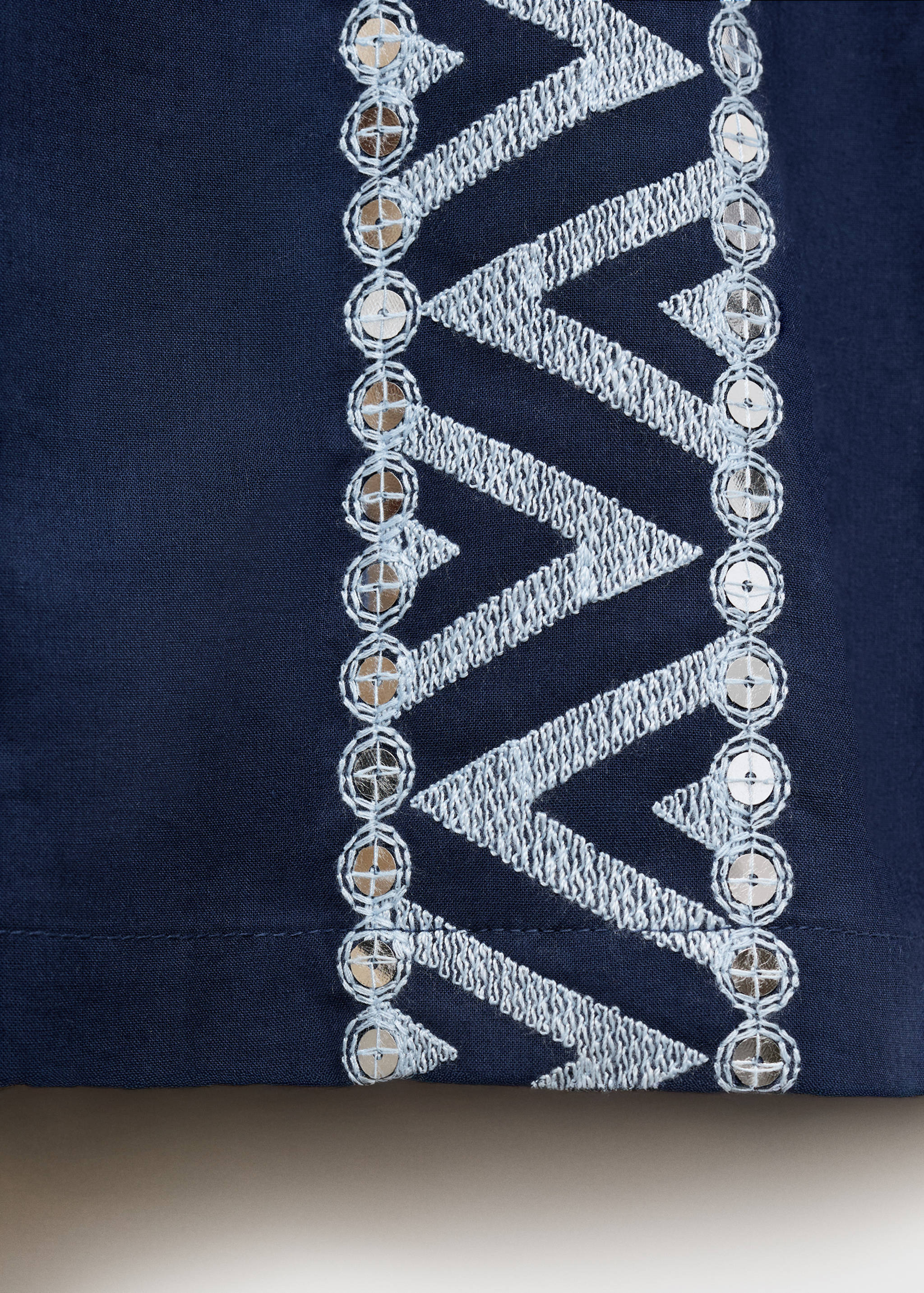 Embroidered straight-fit pants - Details of the article 0