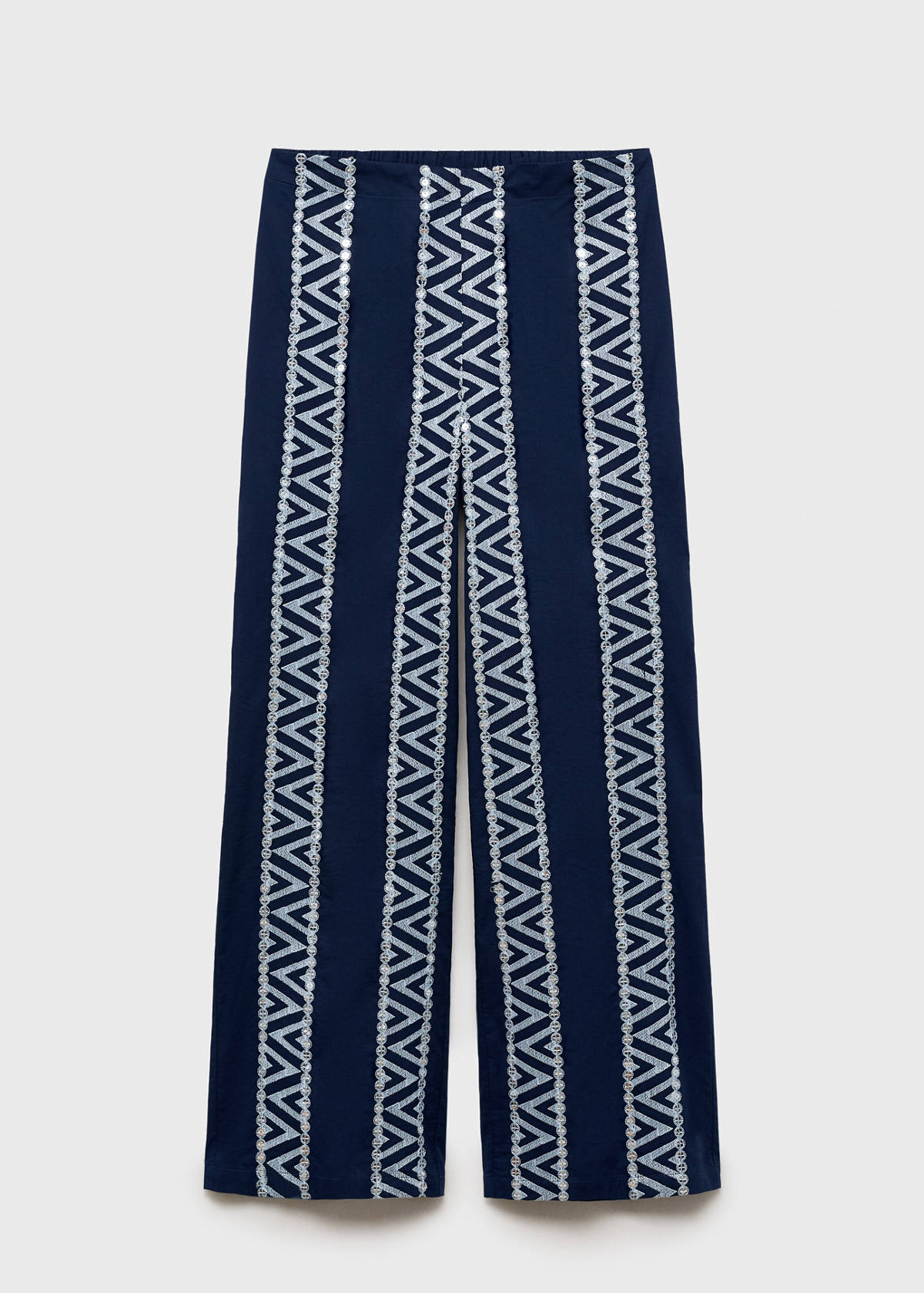 Embroidered straight-fit trousers — Navy