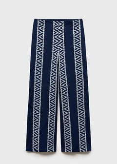 Embroidered straight-fit trousers — Navy 4