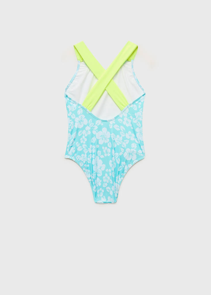 Cross-back printed swimsuit