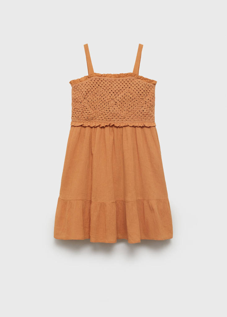 MANGO KIDS - Robe crochet orange brûlé - 7 - Fille