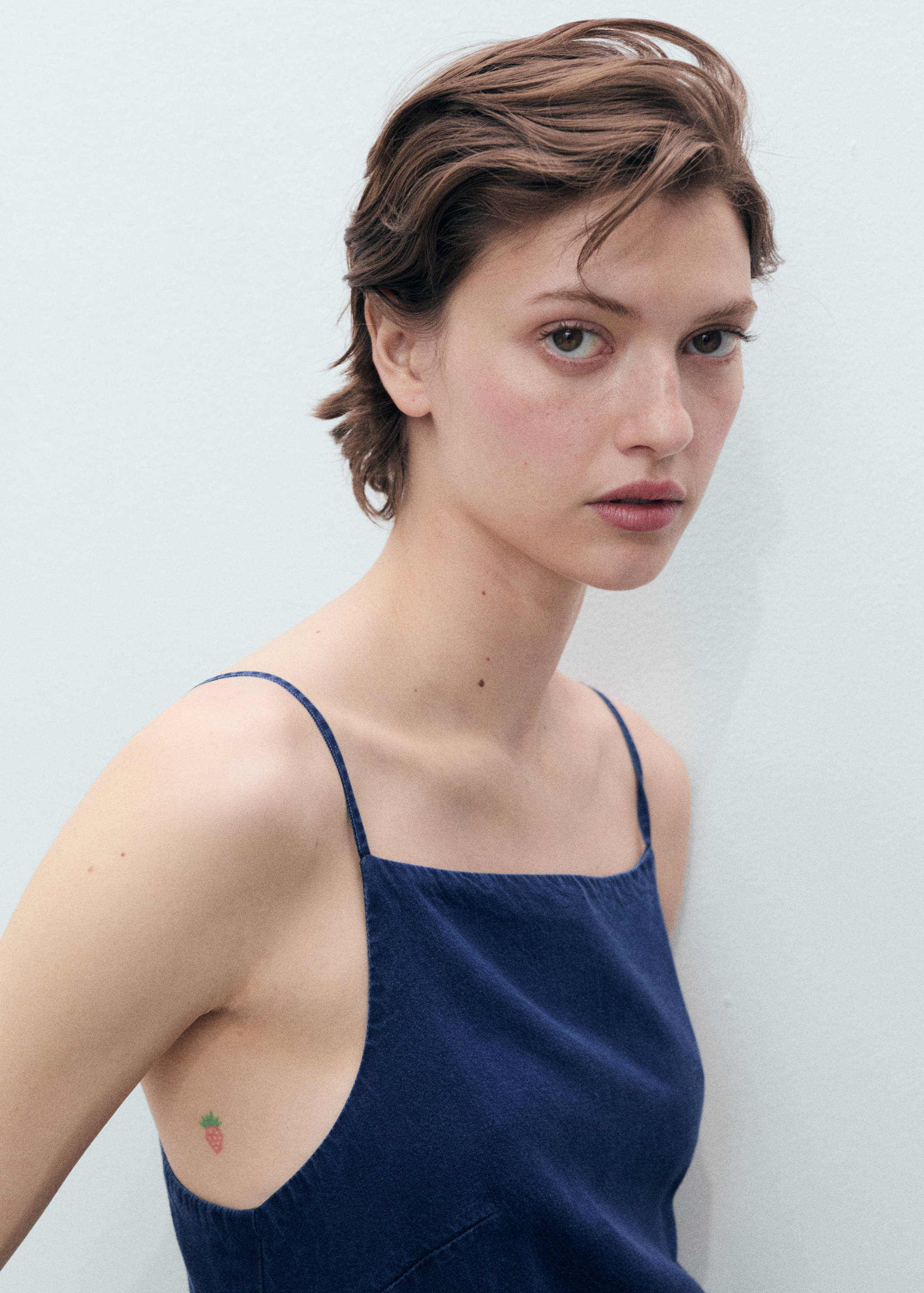 Long denim-effect jumpsuit - Details of the article 1