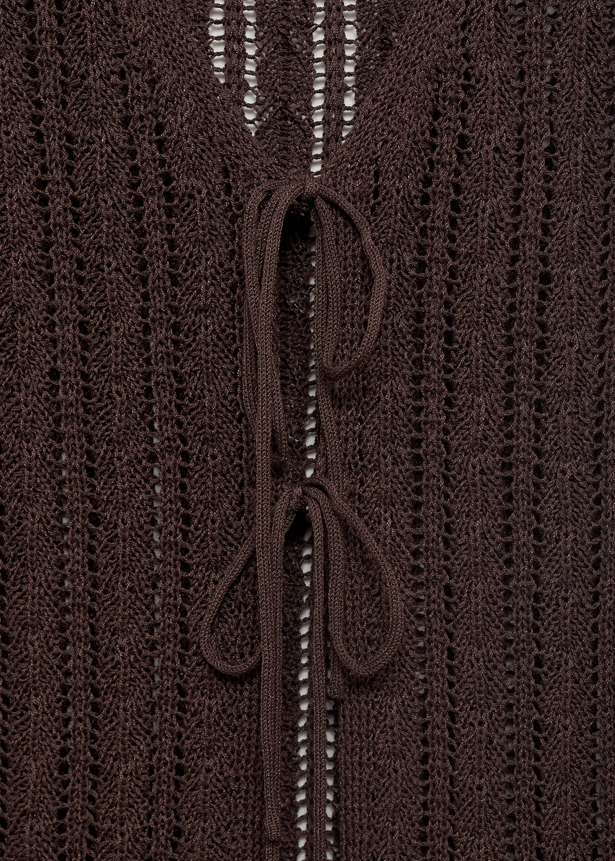 Openwork knitted waistcoat with bow closure — Chocolate