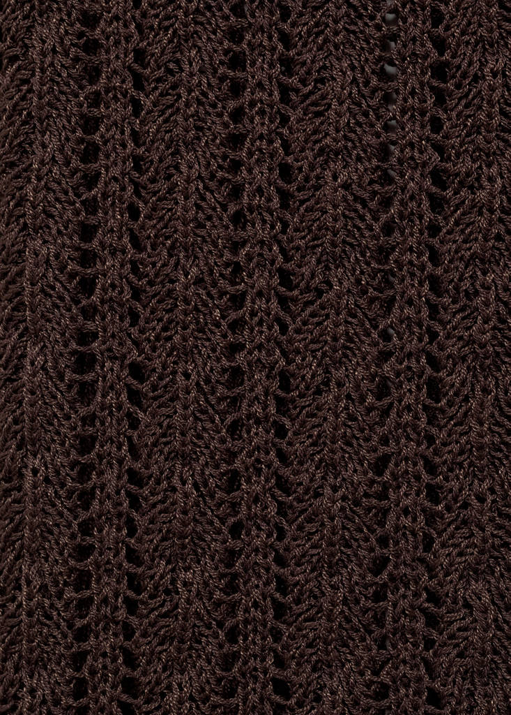Openwork knitted waistcoat with bow closure — Chocolate