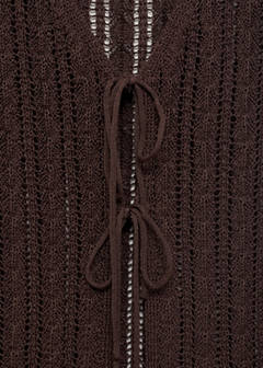 Openwork knitted waistcoat with bow closure — Chocolate 15