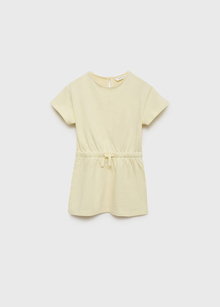 MANGO KIDS - Robe coton cordon de serrage jaune pastel - 12-18 mois - Bébé fille