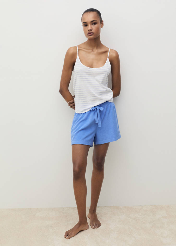 Striped cotton pyjama top — White