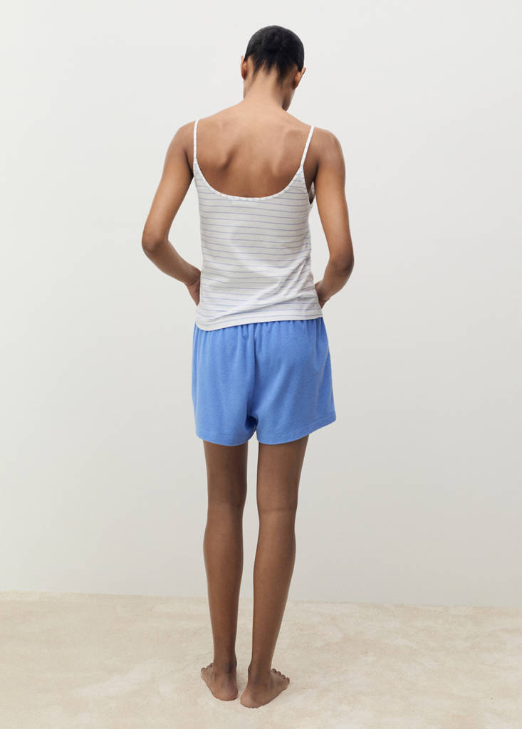 Striped cotton pyjama top — White