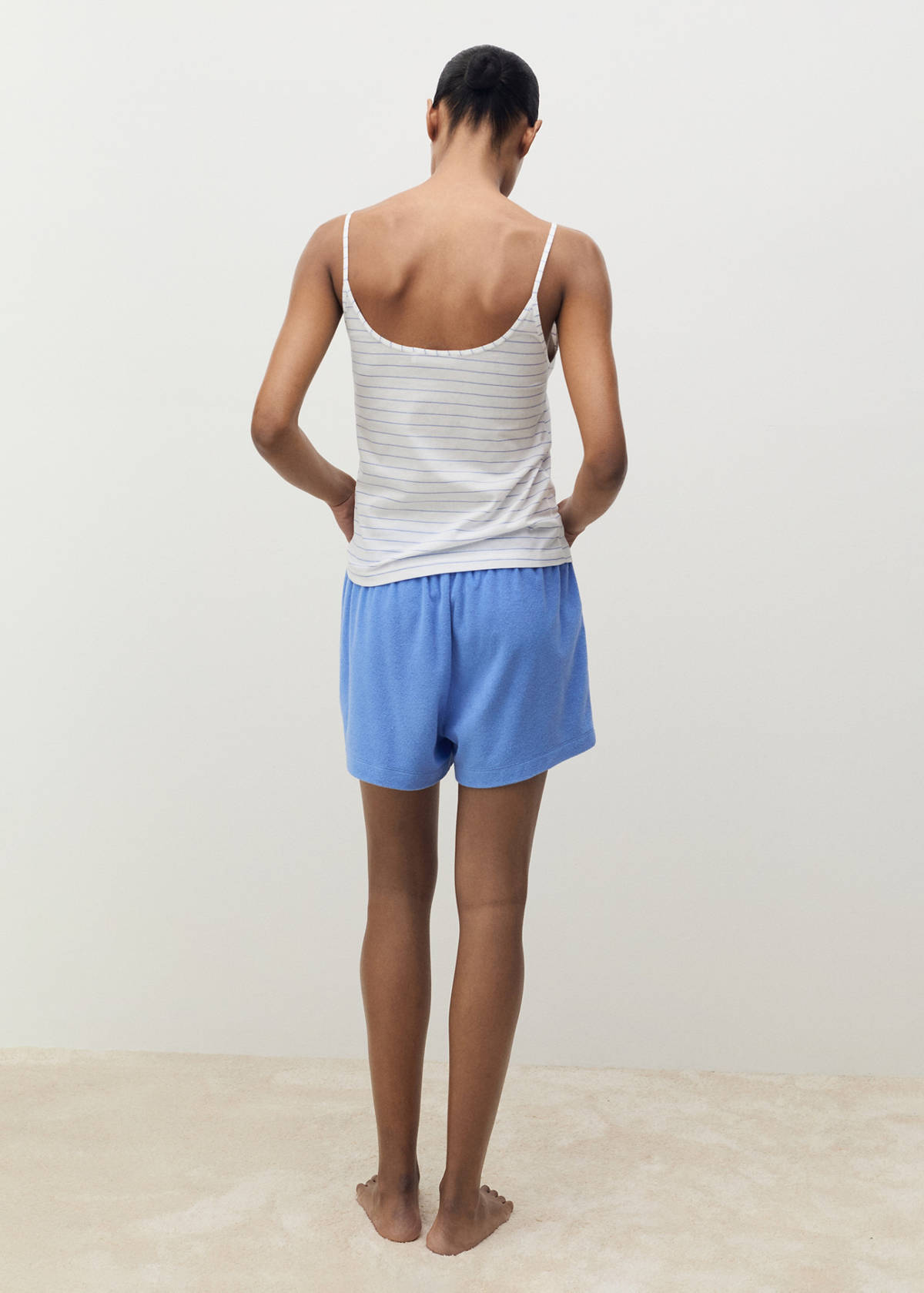 Striped cotton pyjama top — White