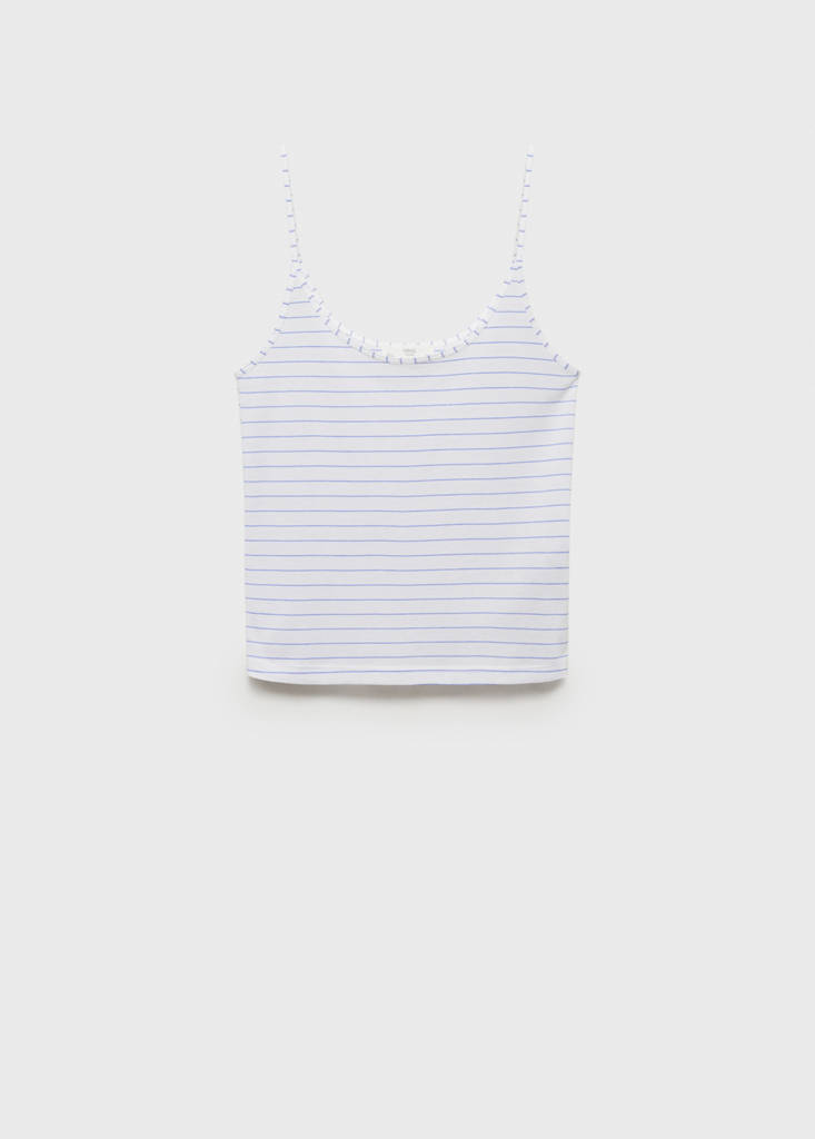 Striped cotton pyjama top — White