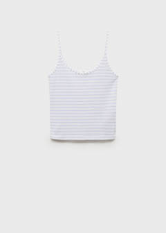 Striped cotton pyjama top — White 6