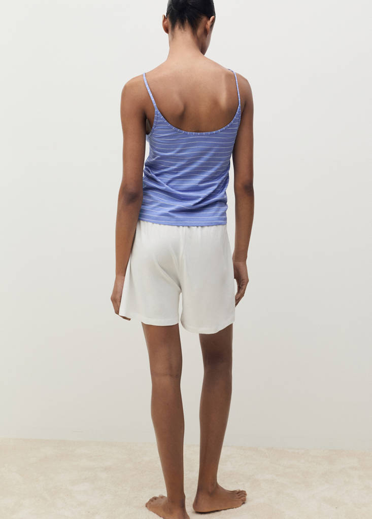 Striped cotton pyjama top — Blue