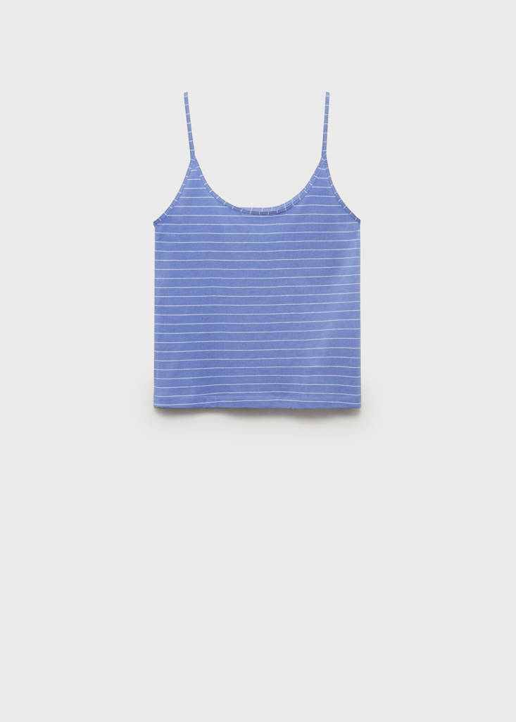 Striped cotton pyjama top — Blue
