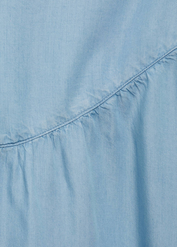Soft denim midi-skirt with gathered detail — Medium Blue