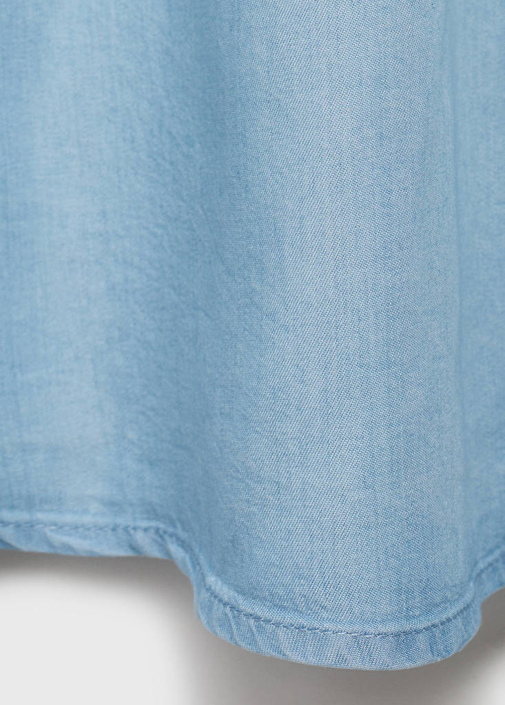 Soft denim midi-skirt with gathered detail — Medium Blue