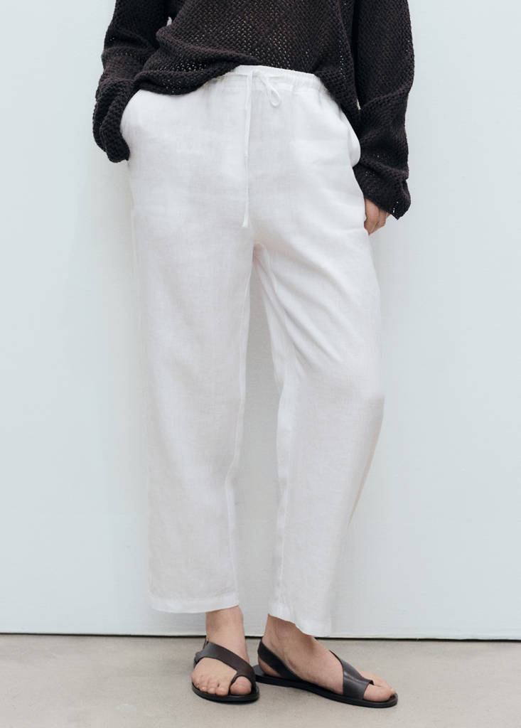Straight linen-blend trousers — Off White